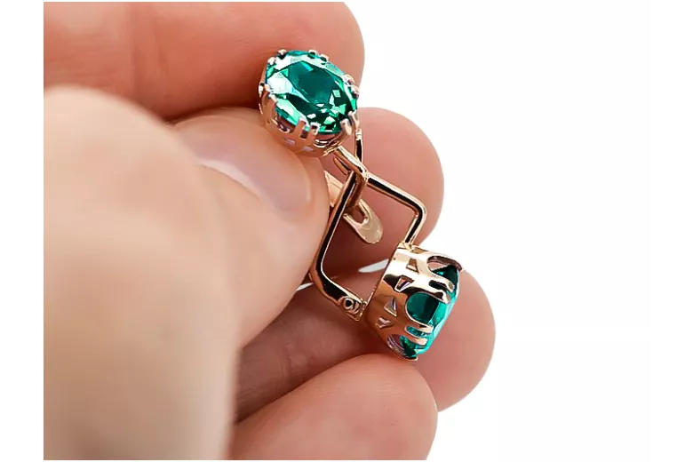 Βιντέιζ Κορδόνια Σμαραγδιού Original vintage 14k από ροζ χρυσό vec016r